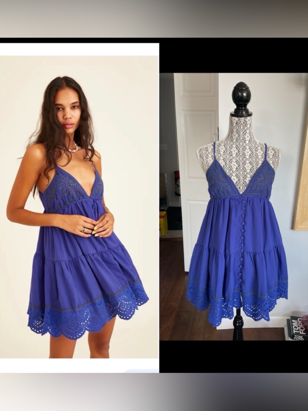 Urban Outfitters Boho Button Down Embroidered Babydoll Mini Dress. Small.